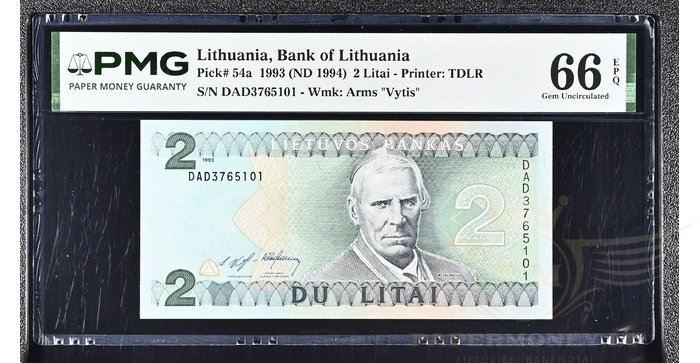 #54 1993 m. 2 litai  DAD serija PMG66!