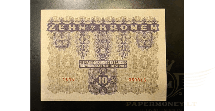 Austrija 1922 10 kronų UNC -   1922 AUSTRIA 10 KRONEN BANKNOTE UNC