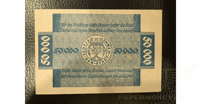 Vokietija 1923, 50000 markių XF -  1923 Germany HERNE 50.000 Mark Banknote, XF