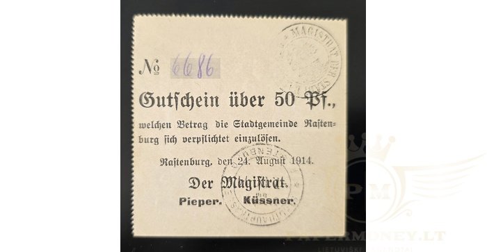 Raistpilis, (Rastenburg) 1914, 50 pfenigių, XF
