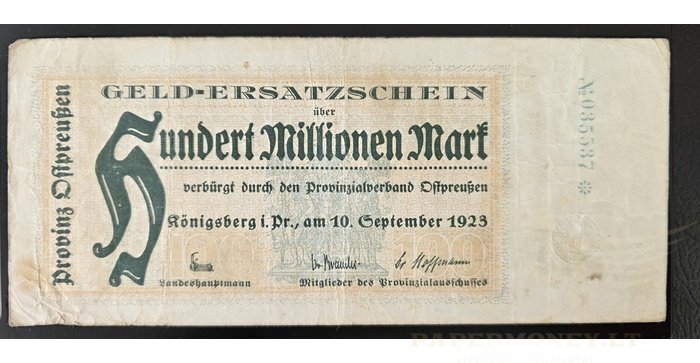 Karaliaučius 1923, 100 milijonų markių, VF