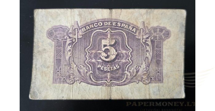 Ispanija  5 pesetos, VF, 1935