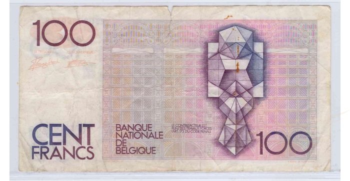 Belgija 1982-1994 100 frankų F, įplyšimas