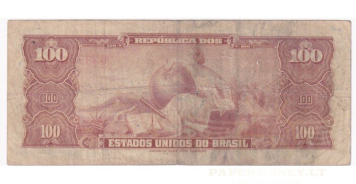 Brazilija 100 cruseiros VF autograph