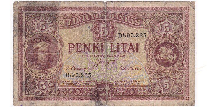 #26 1929 m. 5 litai serija D, F !