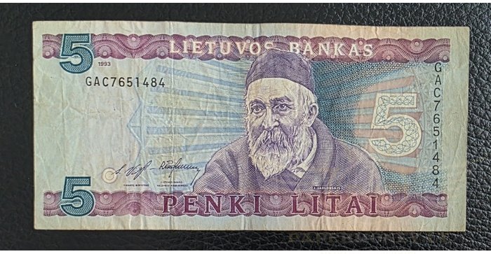 #55 1993 m. 5 litai  GAC serija VF !