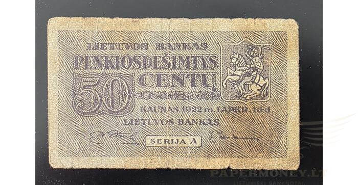 #12 1922 m. 50 centų serija A, VF!