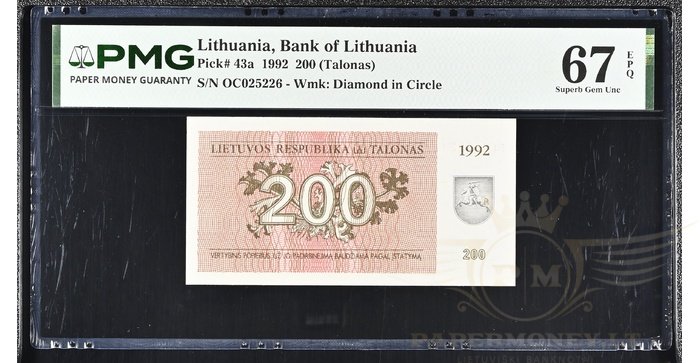#43 1992 m. 200 talonų OC serija PMG67!