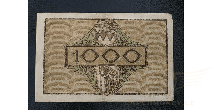 Vokietija 1922 1000 markių VF - GERMANY 1922-NOTGELD BAMBERG-1000 MARK, vf