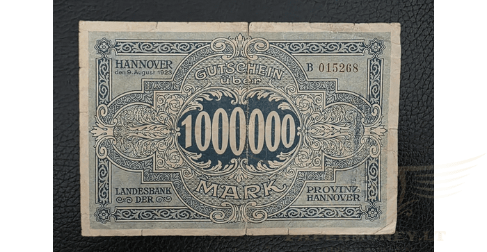 Vokietija 1923 1 milijonas markių VF - GERMANY 1 Million Mark 1923 Hannover, VF