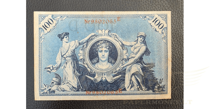 Vokietija 1908 100 markių VF - GERMANY 100 MARK REICHSBANKNOTE 1908, VF