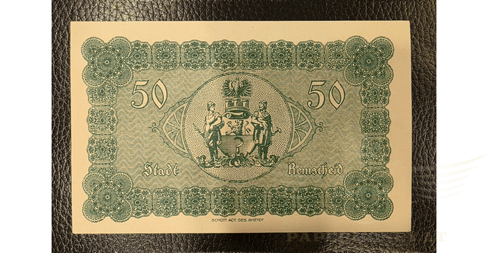 Vokietija 1918 50 markių UNC - Remscheid/ Stadt, 50 Mark, 1918, Germany, Grossgeld, Inflation, 1918-1920, UNC
