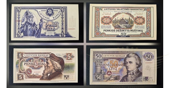 SUVENYRINIS BANKNOTŲ RINKINYS TUO PAČIU ŽEMU NUMERIU, 4 VNT.