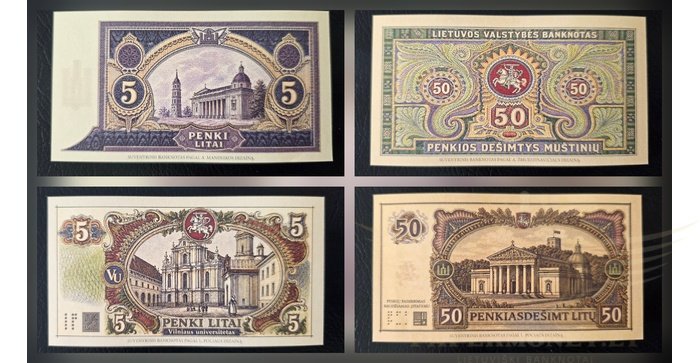 SUVENYRINIS BANKNOTŲ RINKINYS TUO PAČIU ŽEMU NUMERIU, 4 VNT.