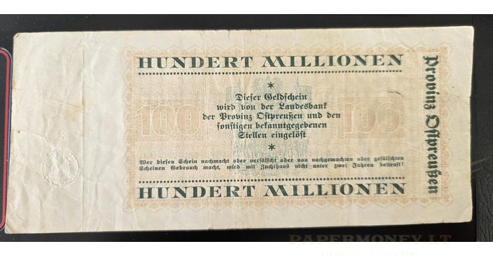 Karaliaučius 1923, 100 milijonų markių, VF