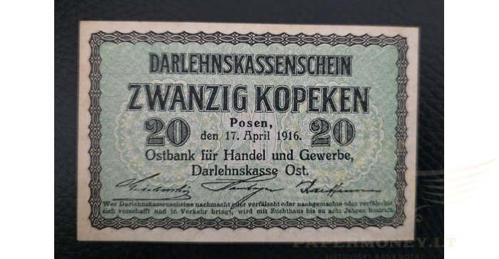 1916 m. 20 OST kapeikų, UNC
