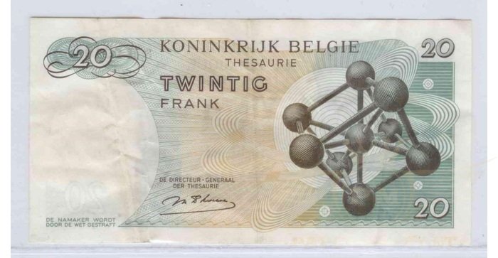 Belgija 1964 20 frankų VF