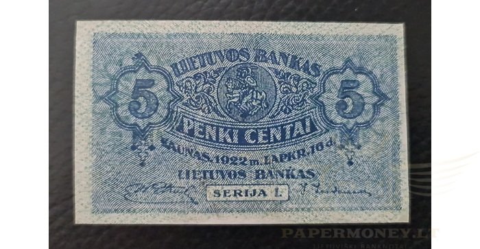 #9 1922 m. 5 centai serija L, VF!