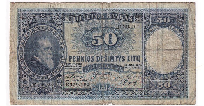 #24 1928 m. 50 litų serija B, VF !