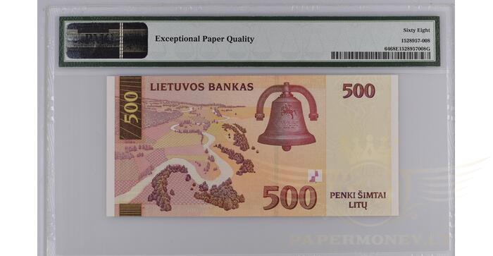 #64 2000 m. 500 litų  AA serija PMG68 Top pop!