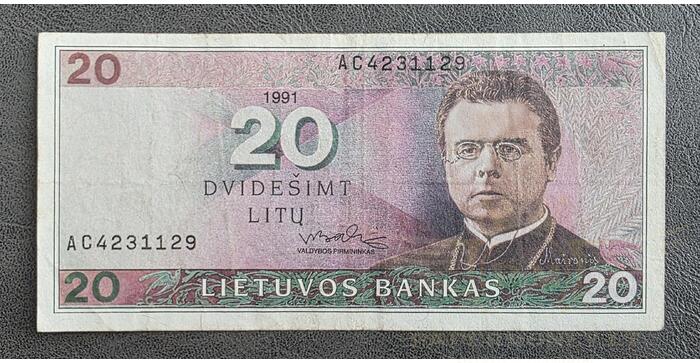 #48 1991 m. 20 litų  AC serija VF!