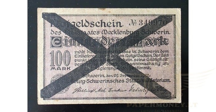 Vokietija 1923 500 tūkst. markių VF - GERMANY NOTGELD MECKLENBURG-SCHWERIN, Freistaat, 500 Tausend auf 100 Mark, VF