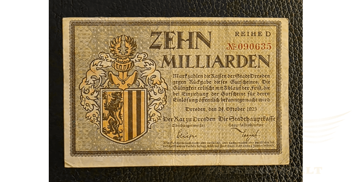 Vokietija 1923 10 milijardų markių VF - GERMANY Dresden - 10 Billion Mark, VF