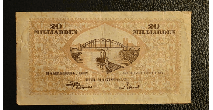Vokietija 1923, 20 milijardų markių VF - Germany - Magdeburg - 1923 - 20000000000 mark, VF