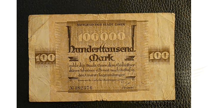 Vokietija 1923,  100000 markių VF - 100000 Mark 1923 - Original Germany ESSEN - VF