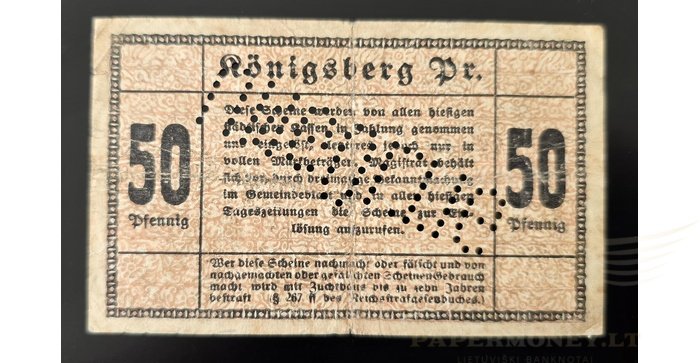Karaliaučius 1917, 50 pfenigių,F