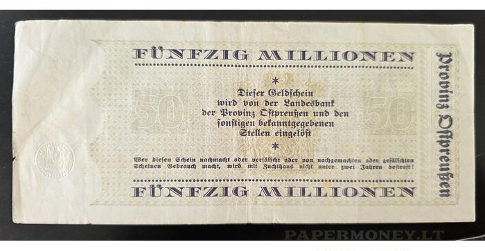 Karaliaučius 1923, 50 milijonų markių, VF