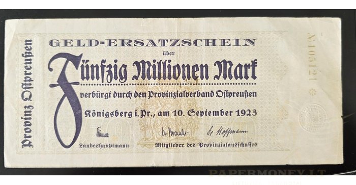 Karaliaučius 1923, 50 milijonų markių, VF