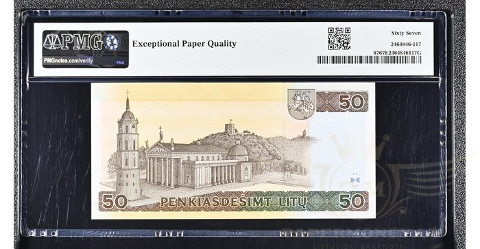 #67 2003 m. 50 litų  AD serija PMG67!