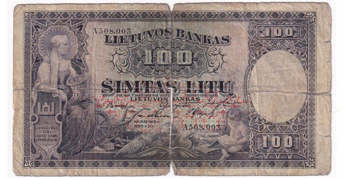 #25 1928 m. 100 litų serija A, F !