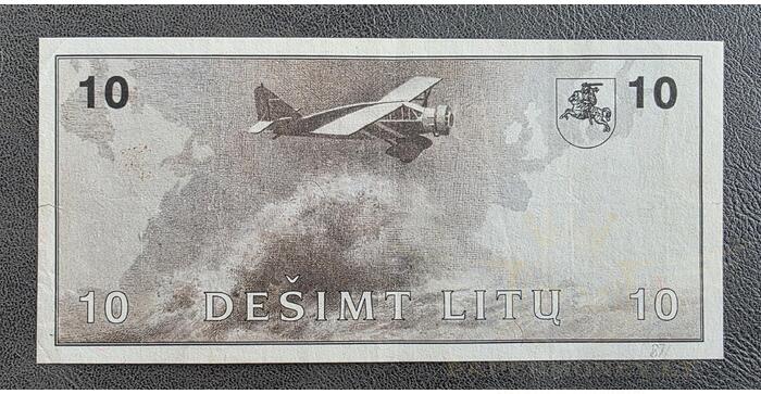 #47a 1991 m. 10 litų  AA serija VF+ su klaida! 1