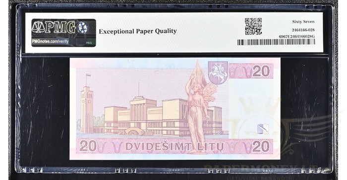 #69 2007 m. 20 litų AF serija PMG67 UNC !