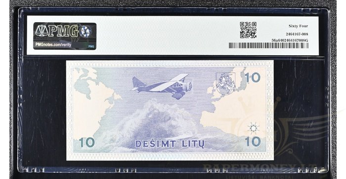#56 1993 m. 10 litų  KAA serija PMG64!