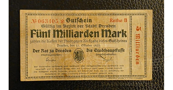 Vokietija 1923 5 milijardai markių VF - GERMANY 5 MLRD MARK DRESDEN 1923, VF