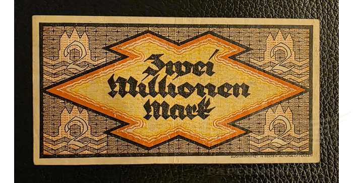 Vokietija 1923, 2 milijonai markių VF - GERMANY BANKNOTE 2 MILLION MARK STADT-ALTONA 1923, VF