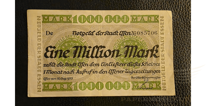 Vokietija 1923, 1 milijonas markių VF - Germany - Stadt Essen - 1923 - 1 million mark - VF