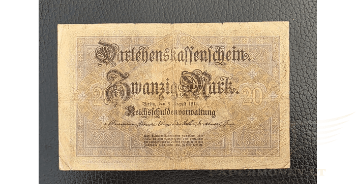 Vokietija 1914 20 markių VF -  GERMANY GERMAN #48b 1914 20 MARK VF