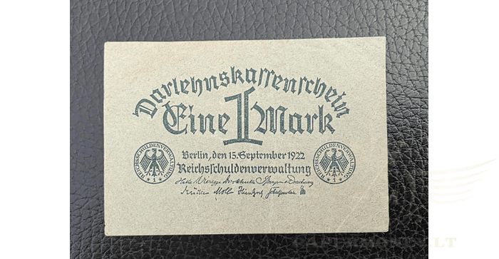 Vokietija 1922, 1 markė VF -  Germany 1 mark 1922. VF. P-61a