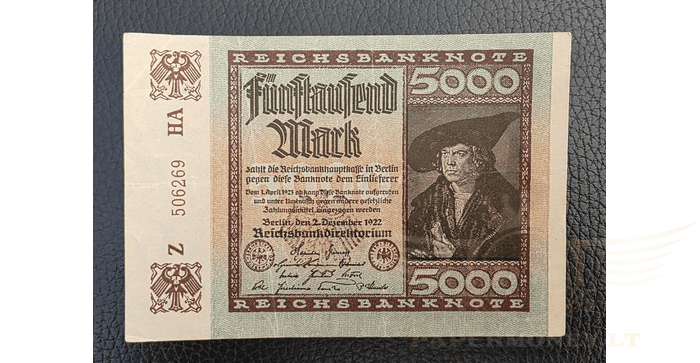 Vokietija 1922, 5000 markių VF - Germany 5000 mark 1922. VF. P-81