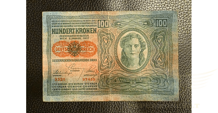 Austrija 1912 100 kronų VF -  1912 100 Mark 100 Kronen AUSTRIA Banknote, VF