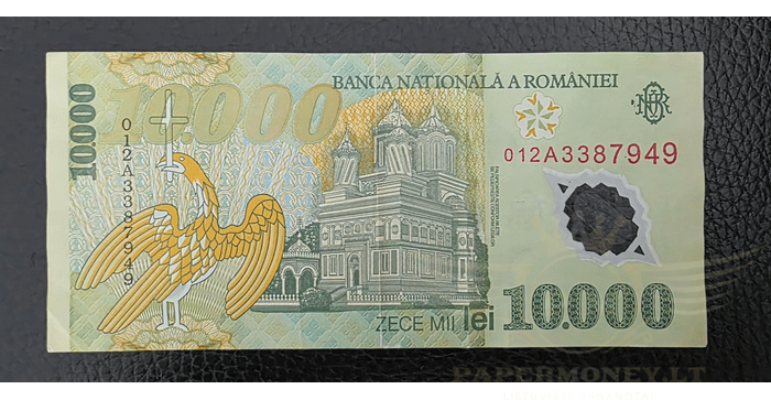 Rumunija 2000, 10000 lėjų XF - Romania 10,000 lei 2000 Polymer Circulated Banknote XF