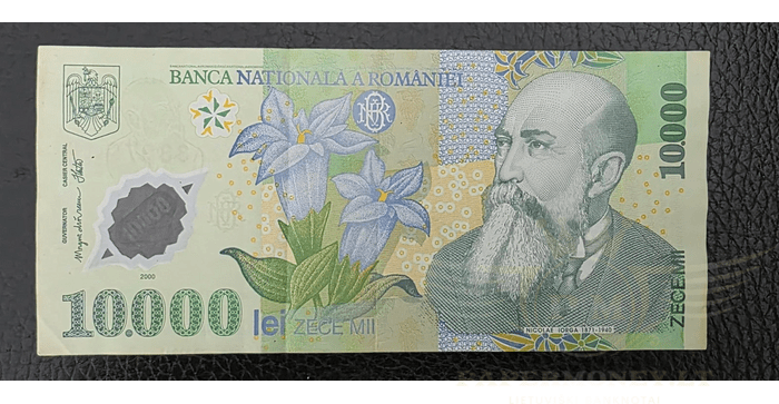 Rumunija 2000, 10000 lėjų XF - Romania 10,000 lei 2000 Polymer Circulated Banknote XF