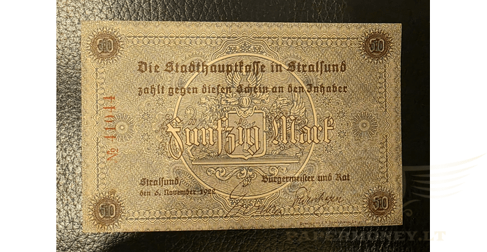 Vokietija 1922 50 markių XF -  Germany, Stralsund/ Stadt, 50 Mark, 1922, XF