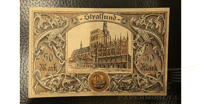 Vokietija 1922 50 markių XF -  Germany, Stralsund/ Stadt, 50 Mark, 1922, XF