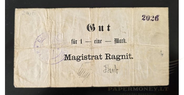 Ragainė (Ragnit) 1914, 1 markė,F