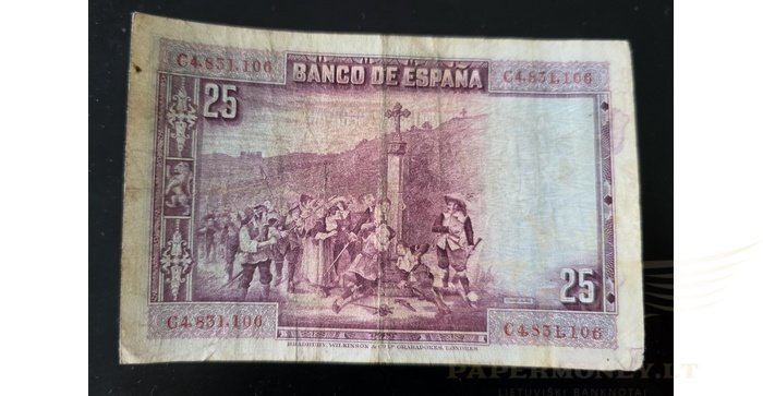Ispanija  25 pesetos, VF, 1928